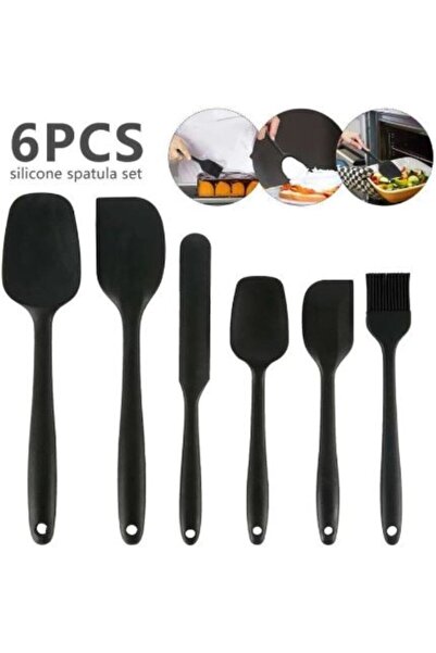 Yıldızan مجموعة ملاعق السيليكون المقاومة للحرارة من ysf shop، 6 قطع، أسود 188675