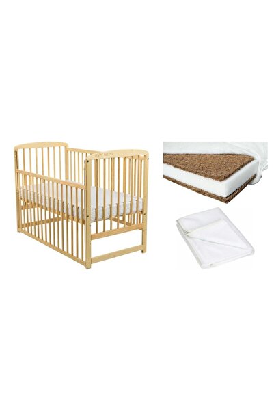 Babyneeds Set Patut din lemn Ola + Saltea Cocos Confort II + Protectie Qmini