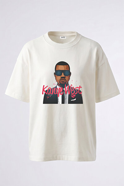 Anetos Kanye West_51 Design Printed Unisex Oversize Fit White Tshirt