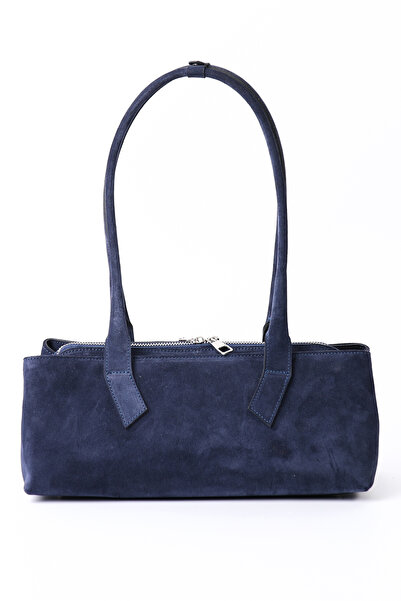 Tuna Genuine Suede Leather Navy Blue Women's Shoulder Bag