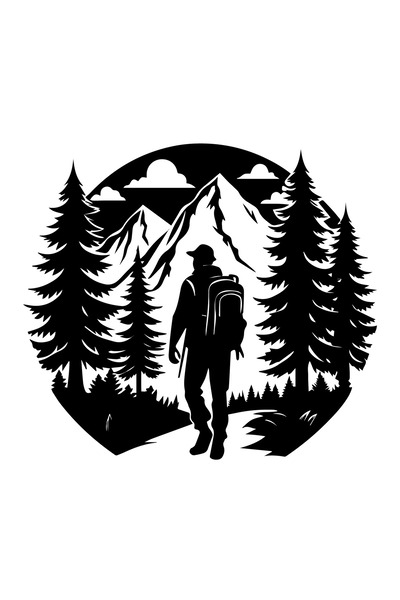 Amo-Stickers Стикер за кола  "Планински изследовател " 70 см Бял