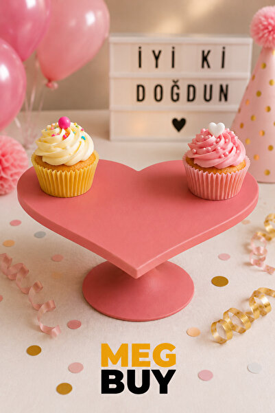 MEGBUY Kalp Tasarımlı Cupcake Standı Pasta Kek Tatlı Sunumluk Dekoratif Servi...