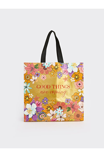 LC Waikiki Nevavm Flower Patterned Shopping Bag with Difference
