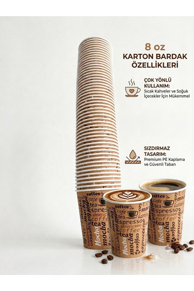 MTA 8 oz karton bardak 100 adet