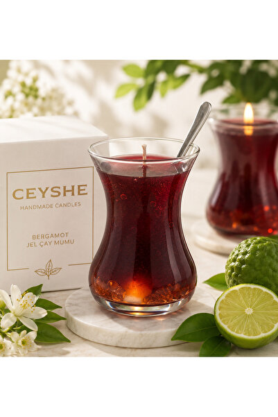 CeyShe Bergamot Kokulu Çay Mum Dekoratif Ev Aksesuarı Hediyelik Çay Bardağı Ş...