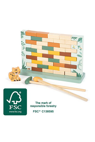 Small Foot Joc de echilibru „Wobbly Wall” Safari – Joc de societate din lemn ...