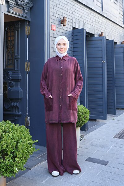 NİSUM MODA Embroidery Pocketed Tencel Set
