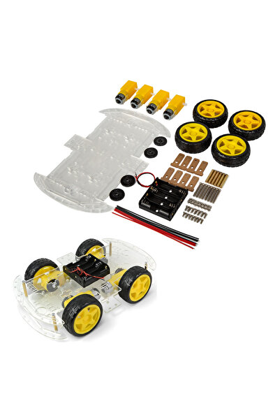 Genel Markalar 4WD Çok Amaçlı Mobil Robot Araba Platformu Kendin Yap Kiti Red...