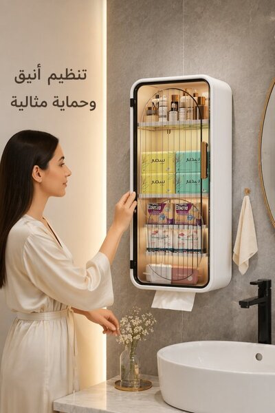 Generic رف تخزين للحمام مثبت على الحائط من البولي بروبيلين، لا يحتاج للحفر، م...