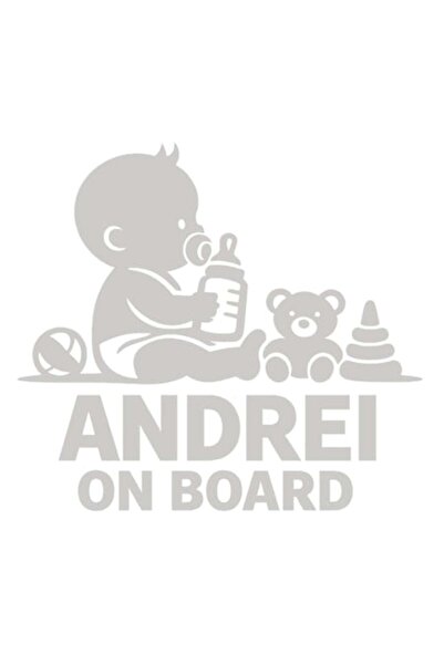 OEM Autocolant decorativ auto  "ANDREI LA BORD ", 15cm, Alb