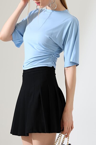 Sabr Women's Sandy Side Gathered Short Sleeve Blouse