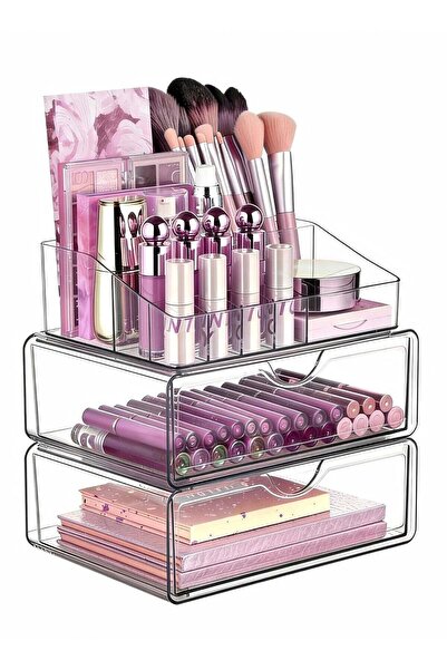 Generic AiheArron 3 Tier Clear Makeup Organizer with Drawer, Cosmetic Storage...