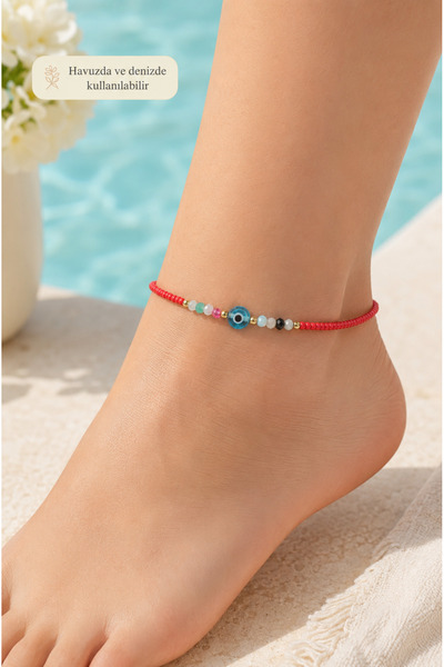 Sacce Scarves&Accessories Nazar Boncuklu Colorful Beaded Anklet Suitable for ...