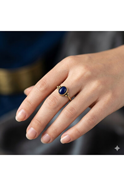 Hedea Grape Seed Real Natural Stone Adjustable Bronze Navy Blue Women's Ring