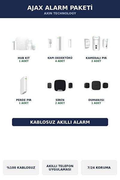 Ajax Kablosuz Akıllı Alarm Seti Villa Paket Çok Bölgeli Koruma