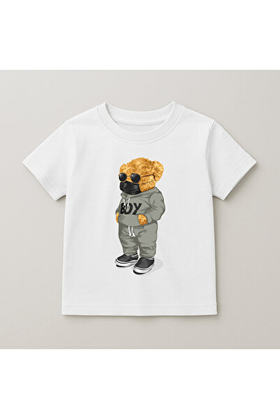 SVART WEAR Παιδικό και εφηβικό μπλουζάκι με στάμπα αρκουδάκι, βαμβακερό, με κ...