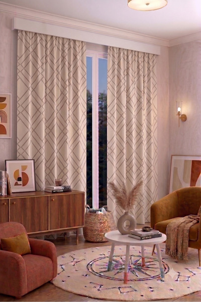 EFSANE PET ستارة خلفية بنمط هندسي حديث 140 × 260 سم، ستارة مزخرفة بطباعة رقمي...