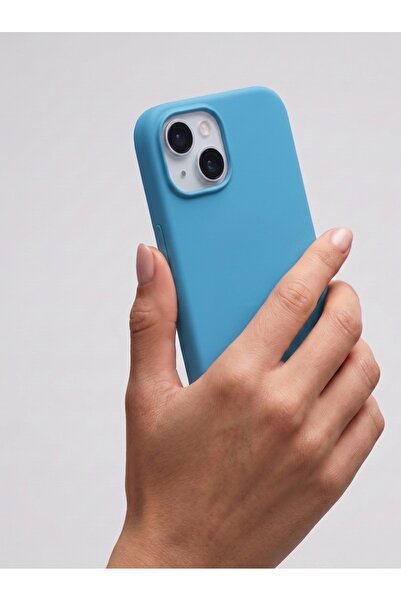 IPhone 15 Uyumlu İçi Kadife Logolu Silikon Kılıf Kapak