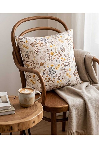 Auriva HOME 2’Li Rengarenk Çiçek Desenli (Sarı) Kırlent Kılıfı 40x40