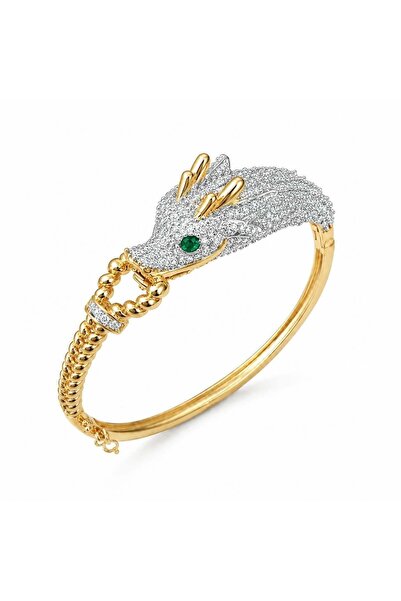neslyaccessories Zircon Stone Dragon Handcuff Bracelet