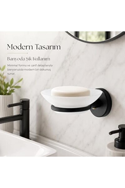 Yıldızan Avelune Store Soap Dish Black, Wall Mounted, Metal, Adhesive and Scr...