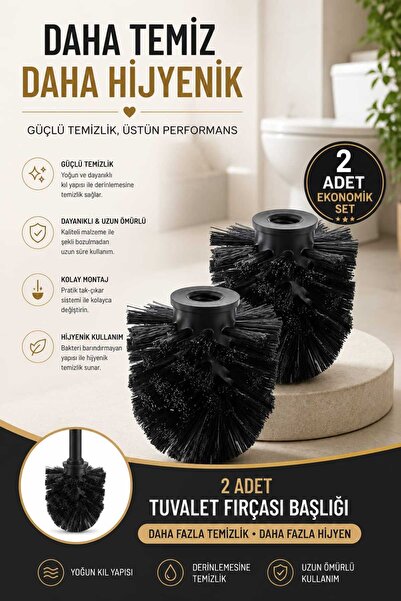 Beray 2 Pieces of Black Replacement Wc Brush Heads, Toilet Brush 2-Pack Repla...