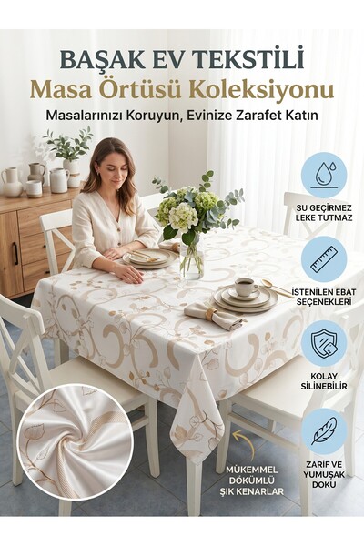 Başak Ev Tekstili Gold Shiny Pvc Tablecloth - Wipeable, Stain Resistant, Kitc...