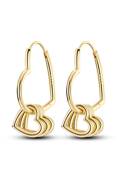 Choice6 KTE081-GD Original 925 Silver Hoop Gold Earring For Woman Heart Star ...