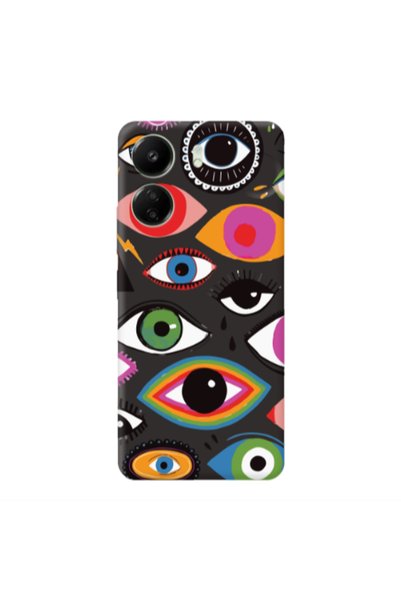 Other Xiaomi Redmi 13C Colorful eyes Black Colored Silicone TPU Θήκη