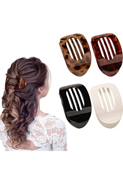 Arabest 4-Piece Flat Hair Clips,Round Strong Hold Claw Clips,Tortoise Non-Sli...