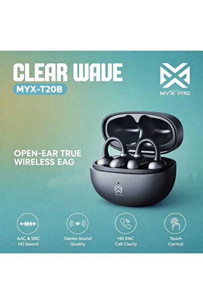 MYX PRO Clear Wave MYX-T20B Open-Ear Wireless Earbuds with ENC Calls