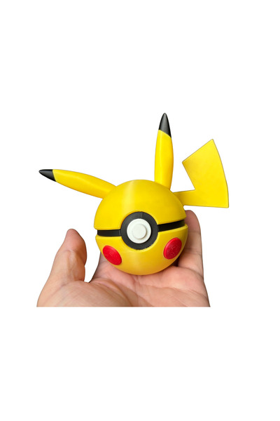 Eva Prints Figurina decorativa Pikachu PokéBall, model 3D, inspiratie Pokémon & Pikachu, obiect decor, cadou pentru colectionari, printata 3D in Romania