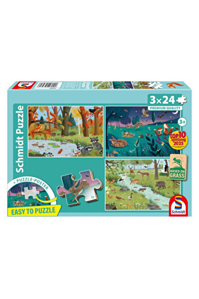 Schmidt 3x24 db puzzle - Animale din pădure și luncă (56581)