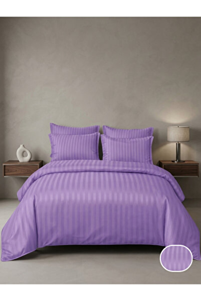 Truva Home Lenjerie de Pat Damasc 6 Piese | Cearceaf cu Elastic 180x200 cm | ...