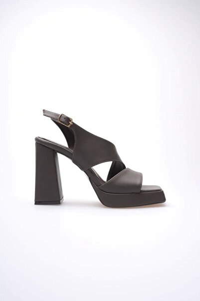 Belinora Bitter Brown Women's Heeled Platform Sandals Tr12My04E
