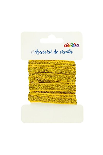 MC Micostore Accesorii creatie - panglica decorativa, aurie cu sclipici, 1cm ...