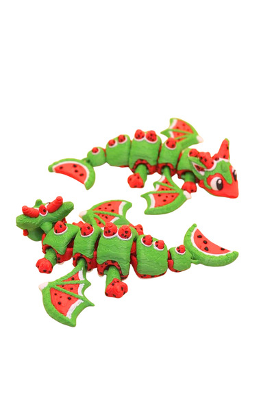 Eva Prints Ou Dragon Pepene Verde cu Dragon Articulat, Figurina Printata 3D in Romania, Watermelon Dragon, Ou Surpriza Decorativ, Cadou pentru Copii si Colectionari