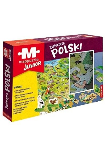 DemArt Set de puzzle Mappuzzle Junior, Animale din Polonia, 20 figurine, cart...