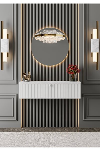 Empressco MDF Duvara Monte Kapaklı Şifonyer, Makyaj Masası, 90 cm, Şık ve Kul...