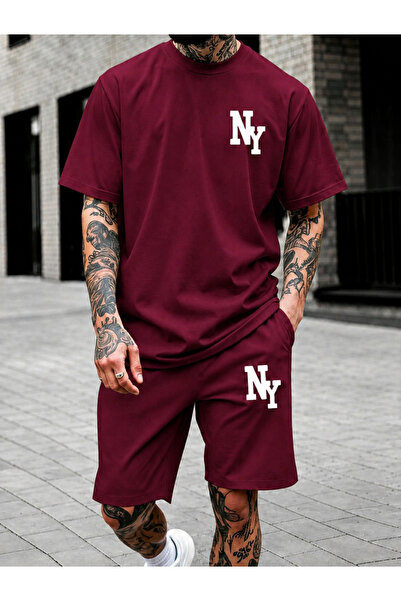 ZAVIXO Men's Black Oversize Printed Shorts Set Casual and Sporty Style