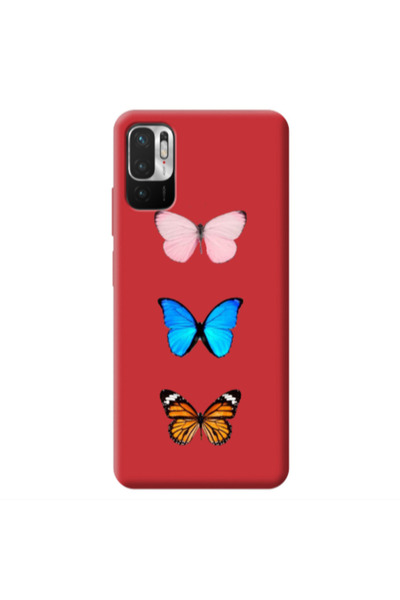 Other Xiaomi Redmi Note 10 Pro 5G Triple Butterfly Red Colored Silicone TPU Θήκη