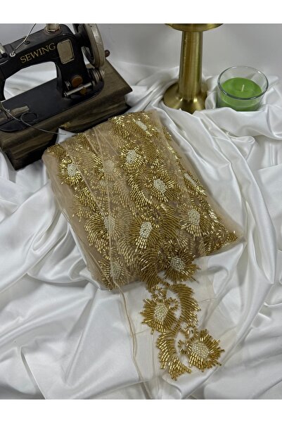 jasmina store Panglică elegantă din dantelă de tul, brodată cu mărgele (1mt)