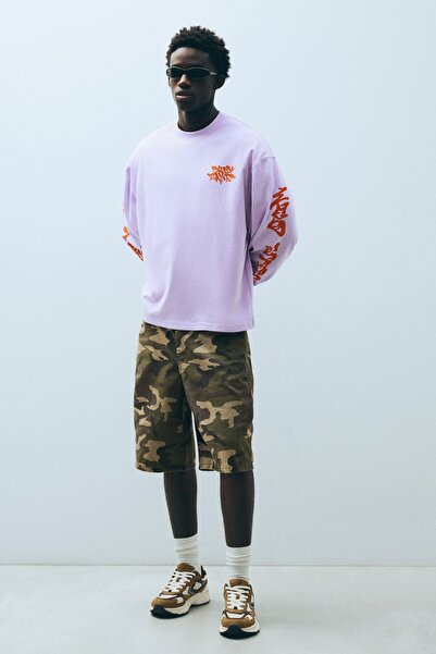 Bershka Desenli skater bermuda şort