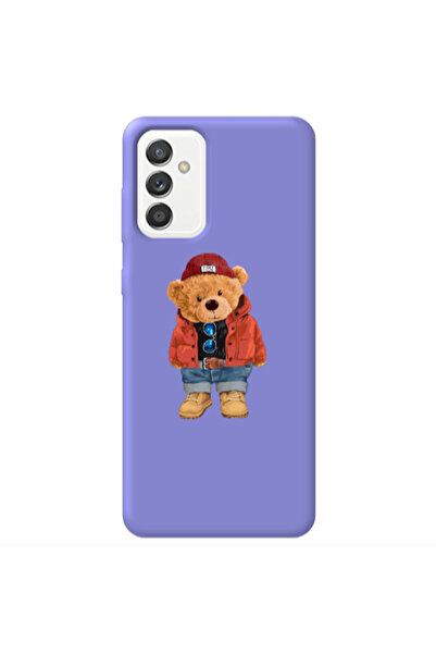 Other Samsung M13 Bear in a hat Purple Colored Silicone TPU Θήκη