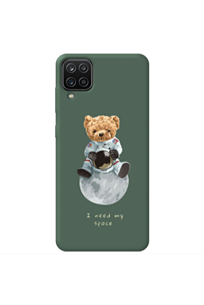 Other Samsung A12 Bear in space Dark Green Colored Silicone TPU Θήκη