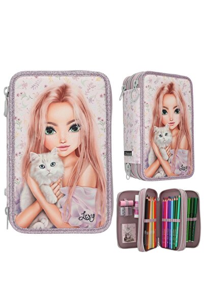 Top Model Pencil case equipped with 3 zippers Blooming Kitty