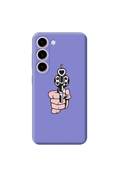 Other Samsung S23 Plus Heart gun Purple Colored Silicone TPU Θήκη