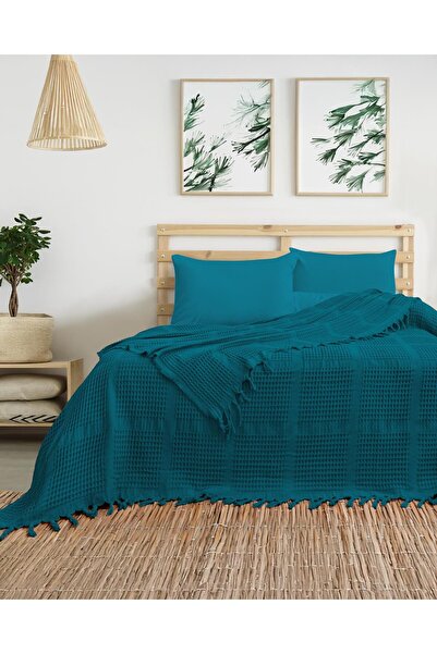 DONATEV Liva Double Jacquard Pattern Cotton Pique / Petrol Blue