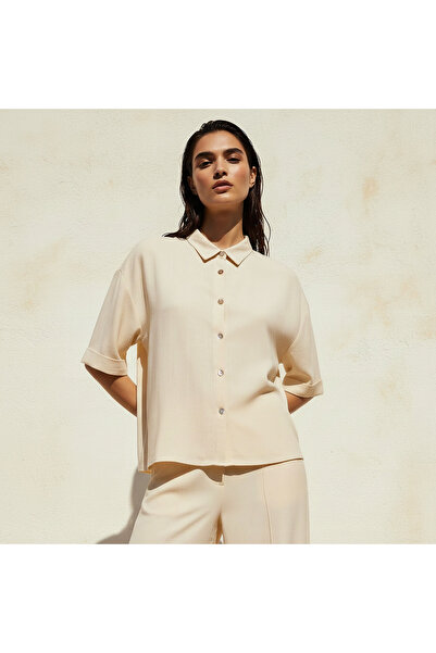 FAV Linen Blend Shirt with Dropped Sleeves