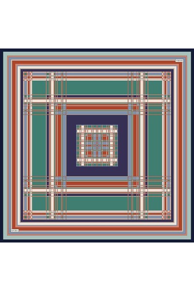 Levidor Mint Green Plaid Pattern Twill Silk Scarf